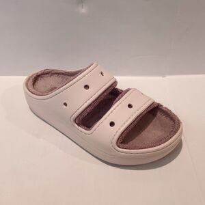Crocs Classic Cozzzy Towel Slide Sandals-Size 7-Quartz-Terry Lined-Comfort